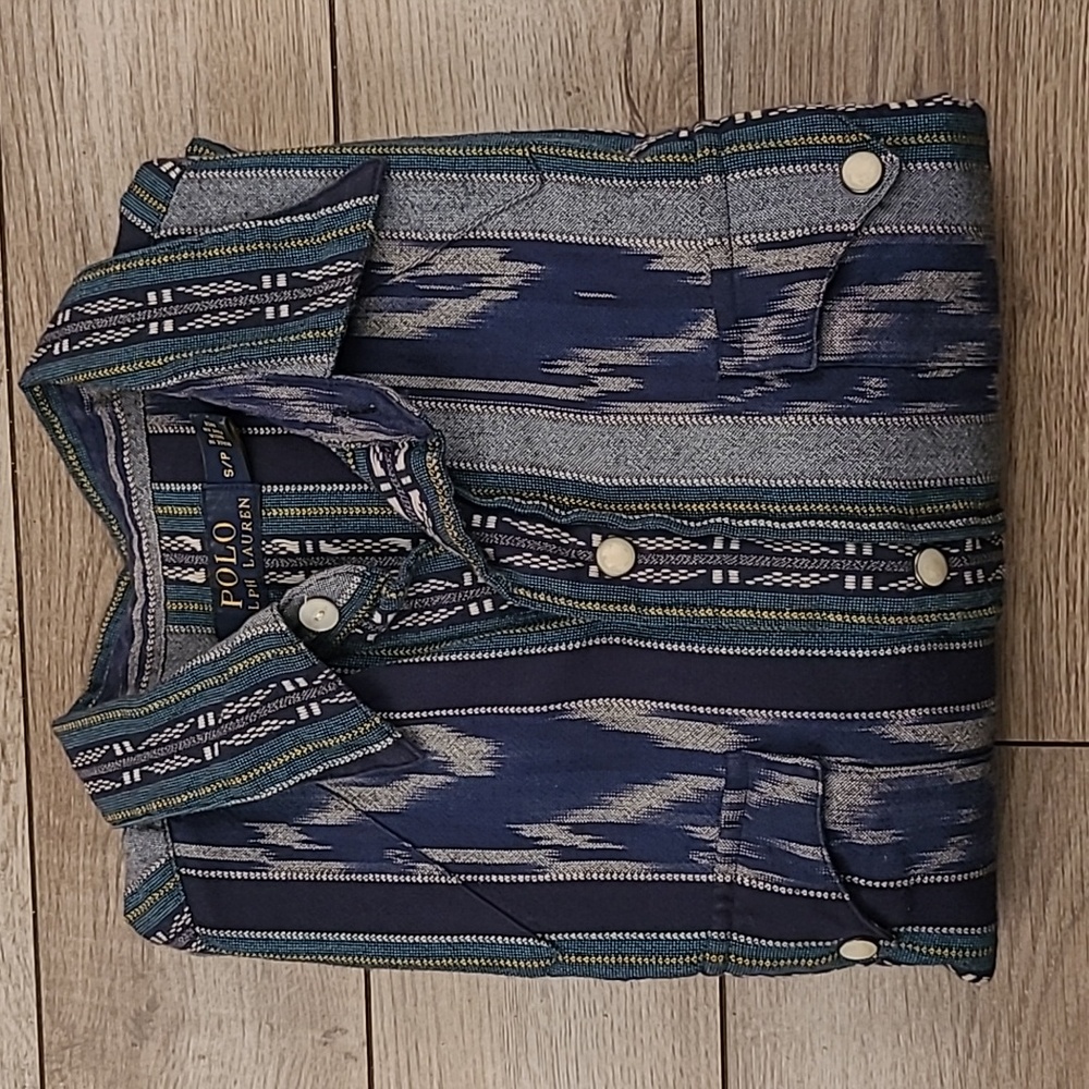 POLO RALPH LAUREN Recent Southwestern Navajo Blue Green Sz S Long Sleeve‎ Shirt